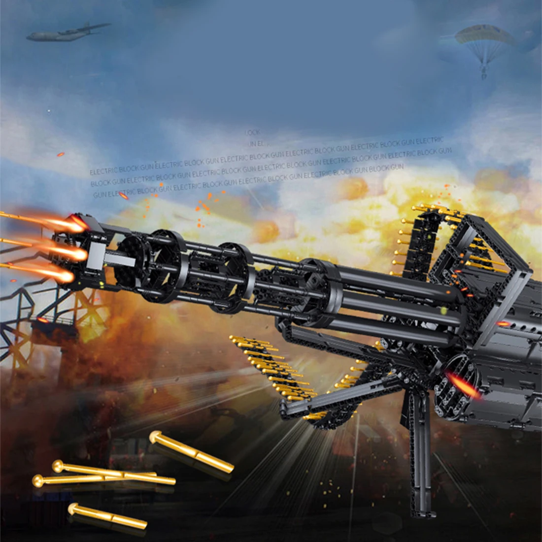 

Modiker 1422Pcs High Simulation Gatling Building Blocks Toy Shooting Blaster Toy with Motor
