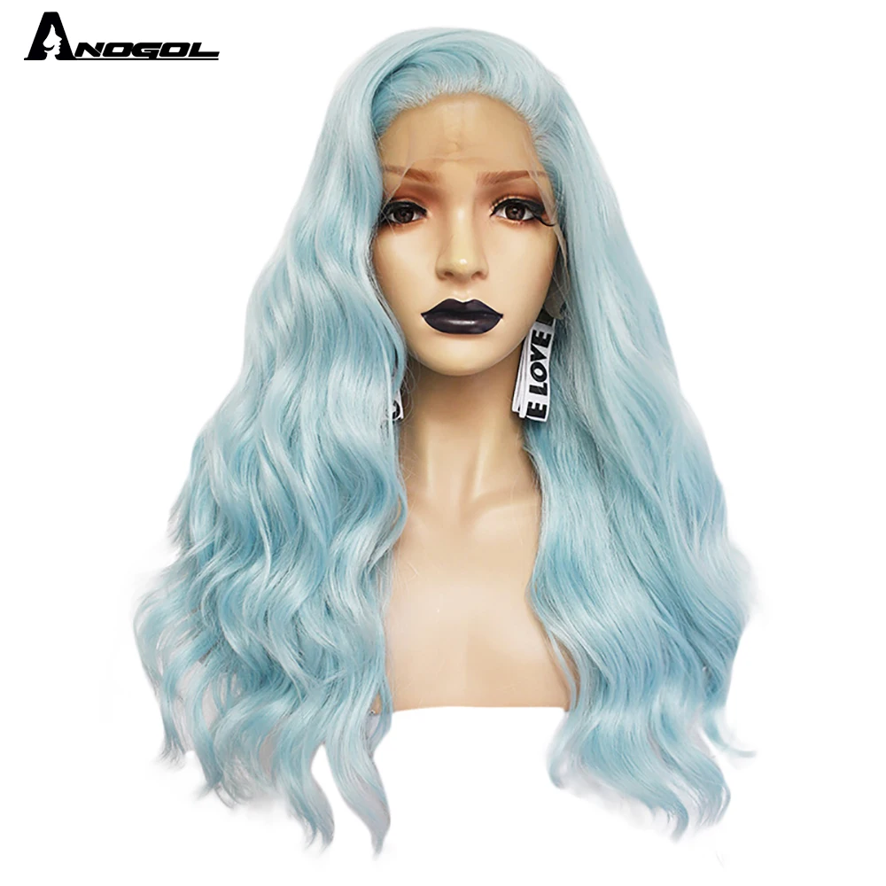 Аногол 24 &quotмятно зеленый длинный волнистый синтетический кружевной передний