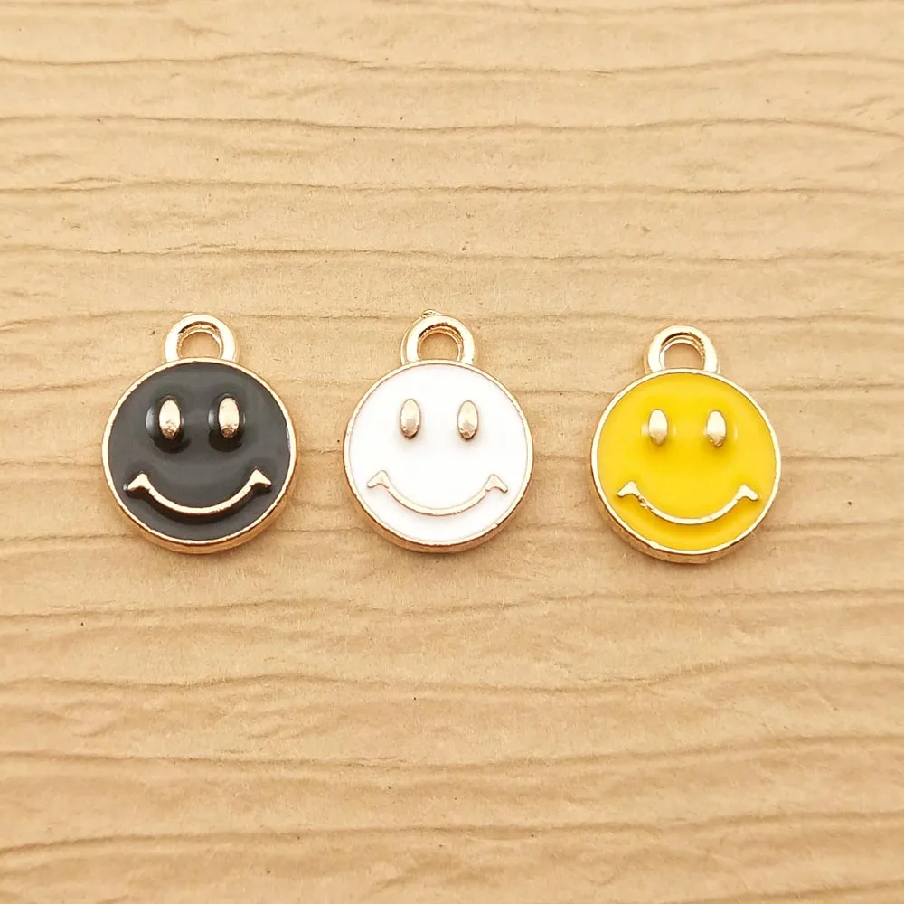 

10pcs 10x12mm enamel smile face charms for jewelry making crafting earring pendant necklace charm bracelet charm diy finding