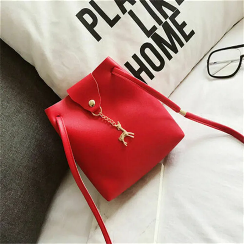 

Solid Fashion Women Leather Small Shoulder Bag Handbag Lady Deer Spliced Collision Hasp Cross Body bag Women Small shoulder bags