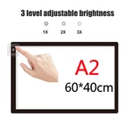 Планшет для рисования, 60 х40 см, размер A2, светодиодный планшет для рисования, подсветка, доска для рисования, ультратонкий портативный инструмент