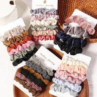set elastic hair bands exquisite scrunchies hair ring stripe dot solid color ties rope women ponytail hair accessories
