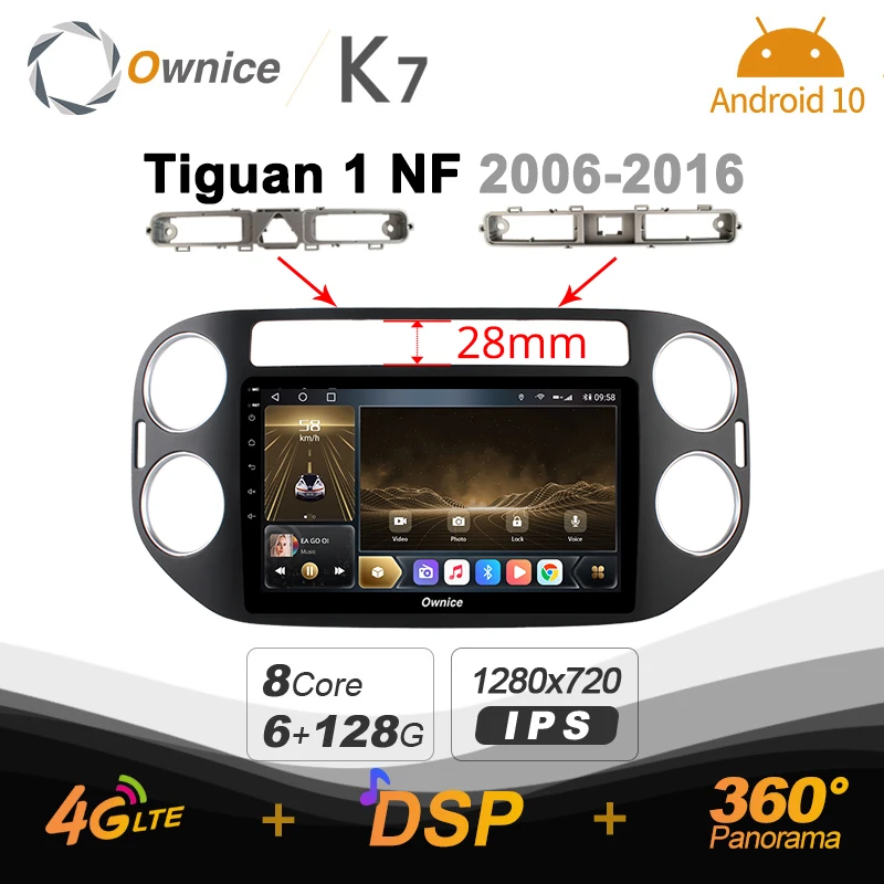 Автомобильное радио Ownice K7 6G + 128G Android 10 для Volkswagen Tiguan 1 NF 2006 - 2016 2din 4G LTE 5G Wifi Авторадио