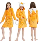 Кигуруми, детские халаты с капюшоном в виде единорога, детские халаты, банный халат в виде лисы для девочек, халат в виде животных для мальчиков и девочек, пижама, детская Ночная рубашка 4, 6, 8, 10T