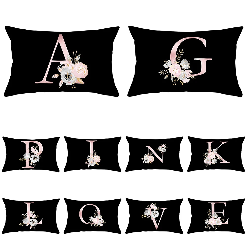 

Black 26 Letter Pillowcases 30x50cm Rectangular Stylish Design Hug Pillow for Bedroom Living Room Cushion Covers Home Decoration