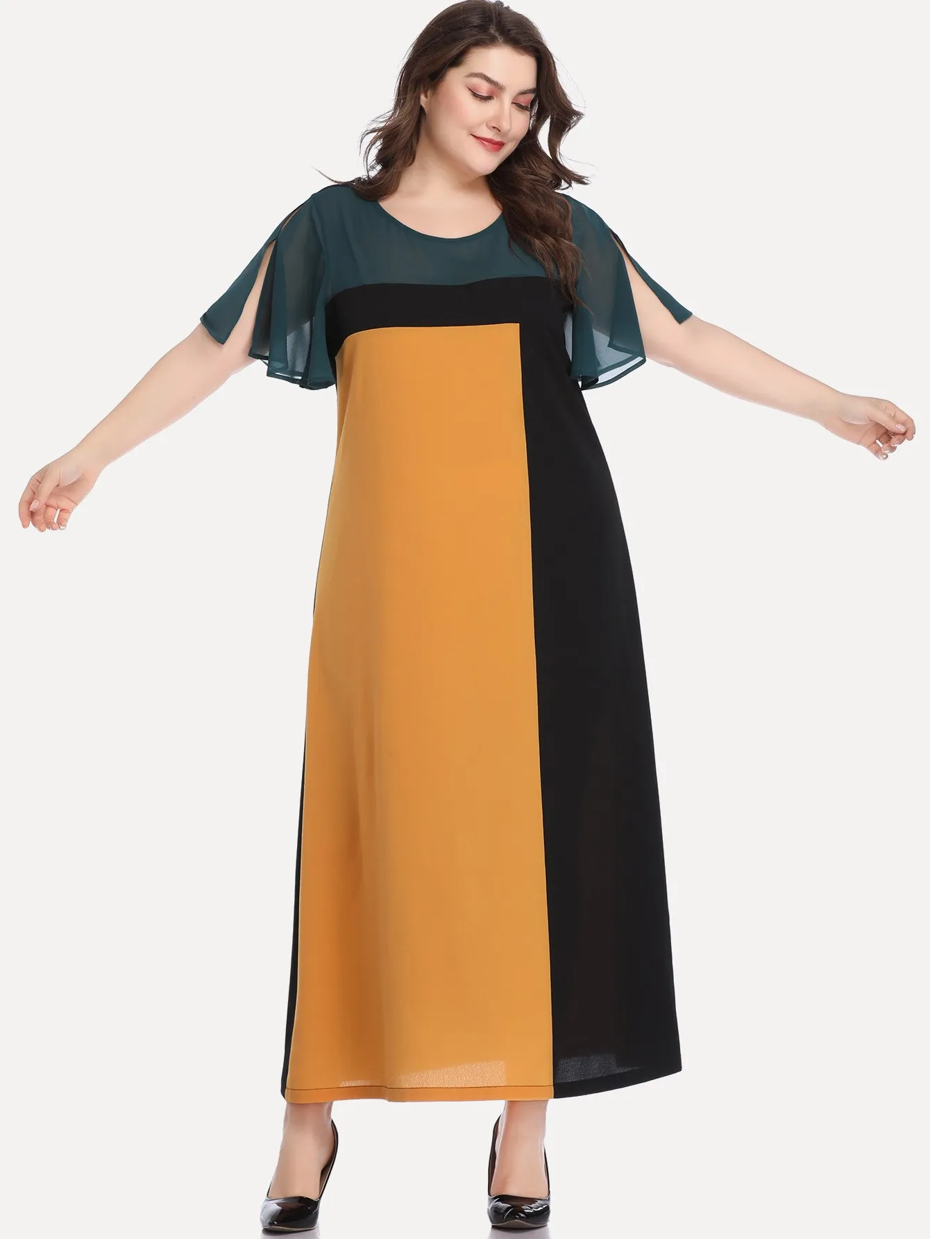 Милое летнее элегантное женское платье большого размера Повседневное с круглым