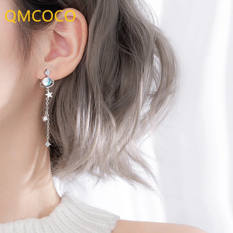 QMCOCO серьги-капли, простые длинные серьги с кисточками и пятиконечными звездами, 2021, новые модные индивидуальные женские ювелирные изделия