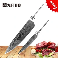 xituo sharp stainless steel blank diy handle 1 2pcs set 7cr17mov blade handmade chef knife billet material kitchen tool parts