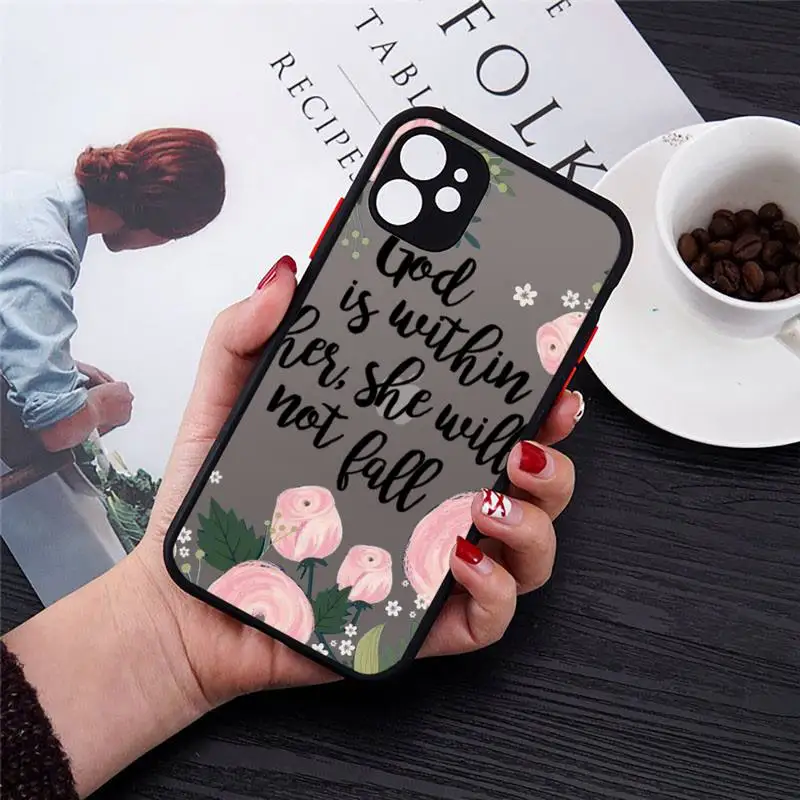 

Jesus Bible Quotes Phone Case Transparent Matte for iPhone 7 8 11 12 s mini pro X XS XR MAX Plus cover funda