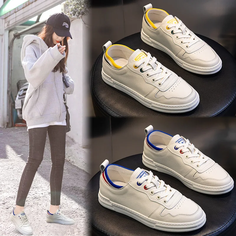 Yiluan/кожаная маленькая белая обувь студенческие кроссовки сезон весна 2020 года