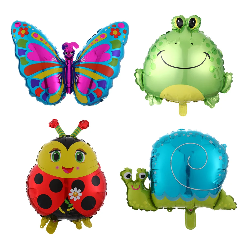 

5pcs lady beetle balloons Snails Butterfly Frog balloons foil animal ballons for kids birthday party decoration globos helium