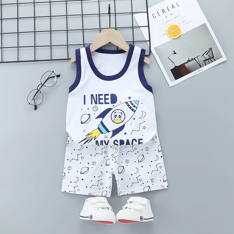 Summer Baby Boys Clothes Cotton Infant Vest Tops + Shorts Sets Girls Clothing Outfits | Детская одежда и обувь