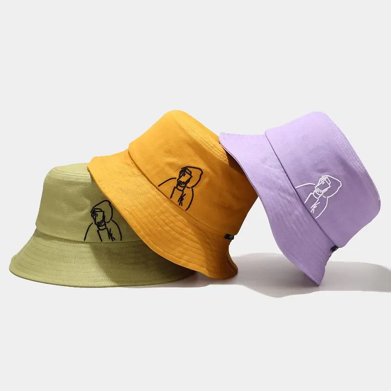 

Панама хлопковая с двусторонней вышивкой для мужчин и женщин, шляпа от солнца, для рыбалки, в повседневном стиле, весенне-летняя