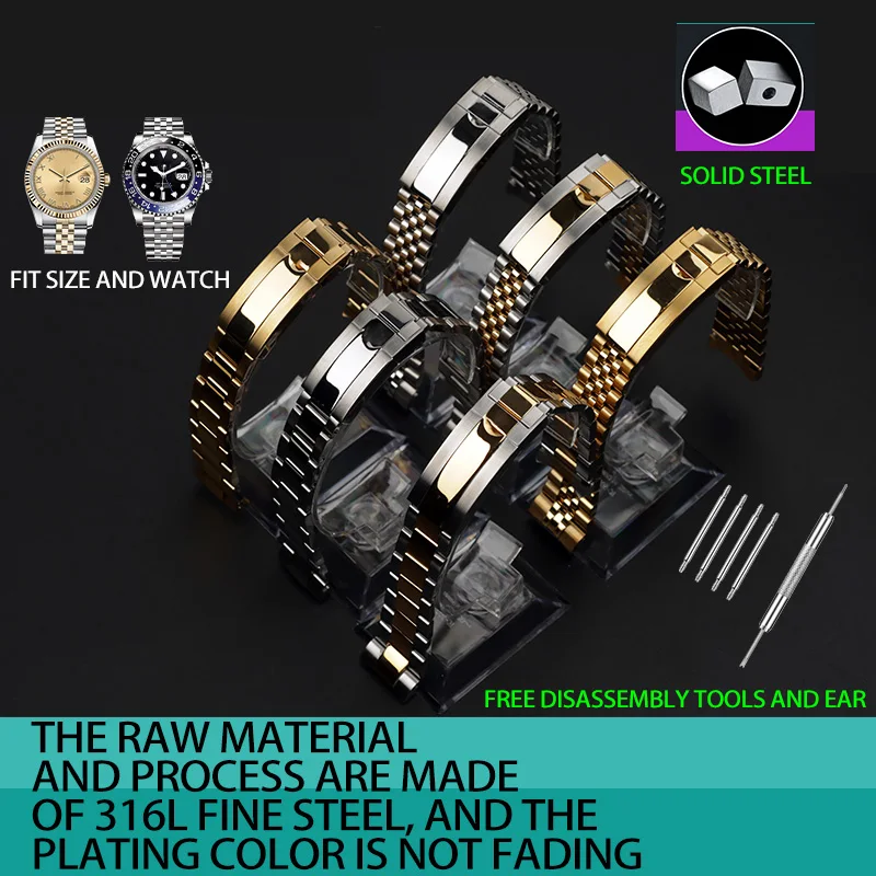 

Watch Accessories Band 20MM FOR Rolex Daytona SUB Water Ghost Submariner Watch Bracelet Solid Stainless Steel Watch Strap Chain