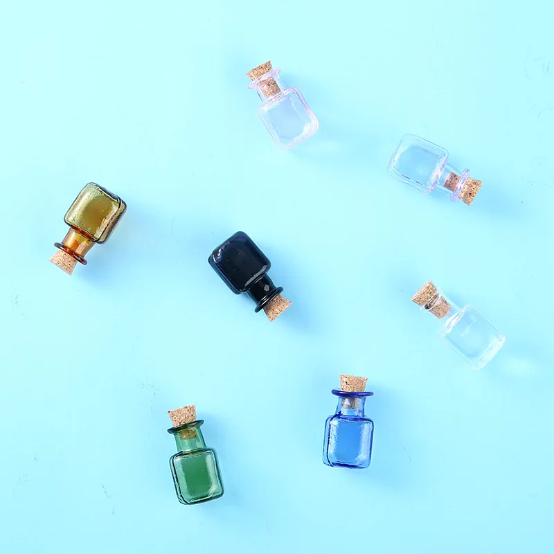 7 шт./компл. Мини Стеклянная бутылка прямоугольник милые крошечные баночки