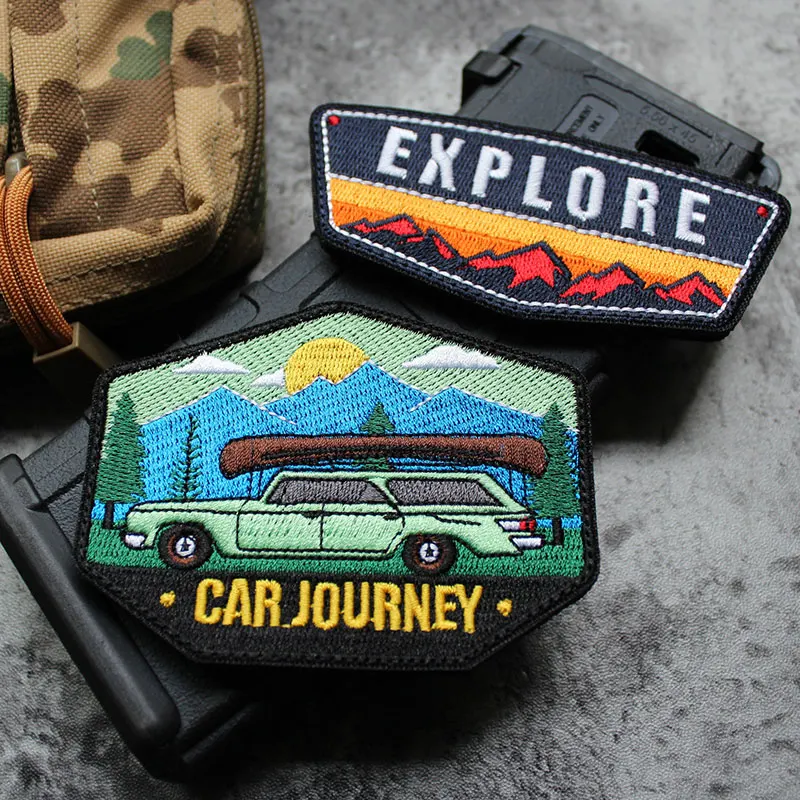 EXPLORE-Нашивки с вышивкой для одежды Рюкзак Аппликация Диск Жесткий внедорожный