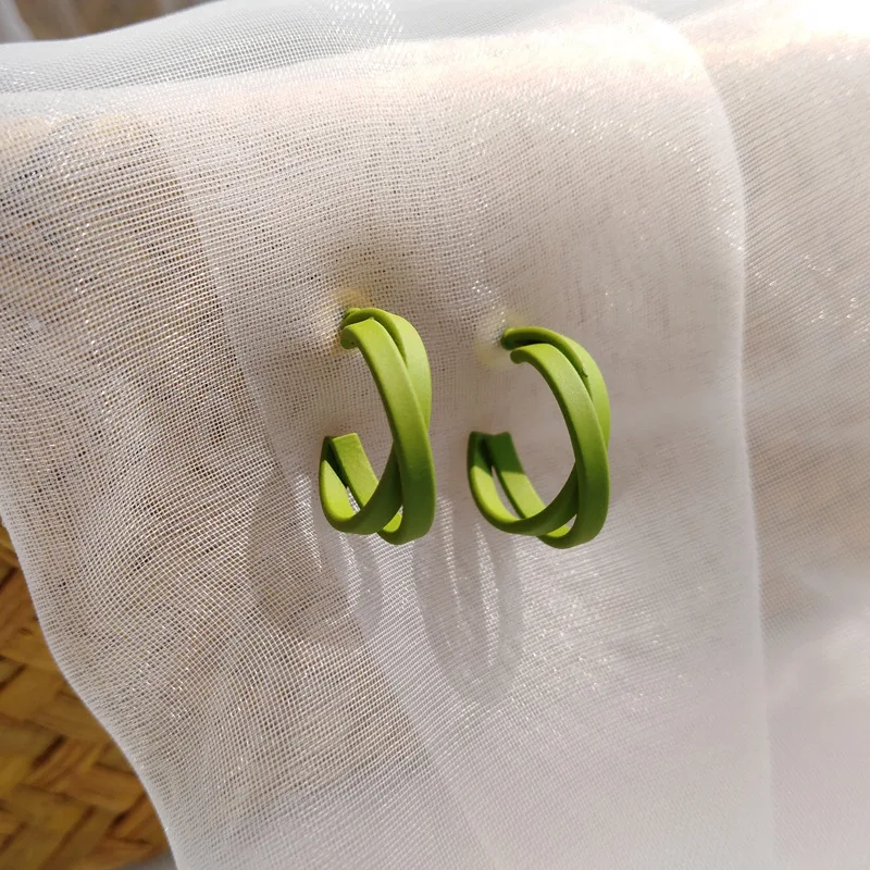 Маленькие серьги кольца S925 с иглой простое ювелирное изделие двухслойные