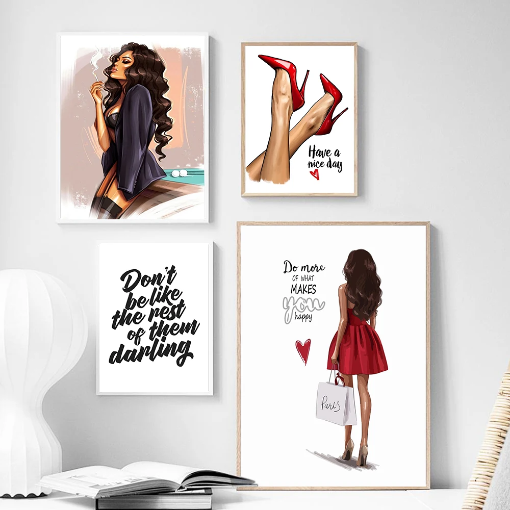 

Fashion Women High Heels Wall Art Canvas Painting Vogue Shopping Poster And Print Pictures For Living Room Home Decor