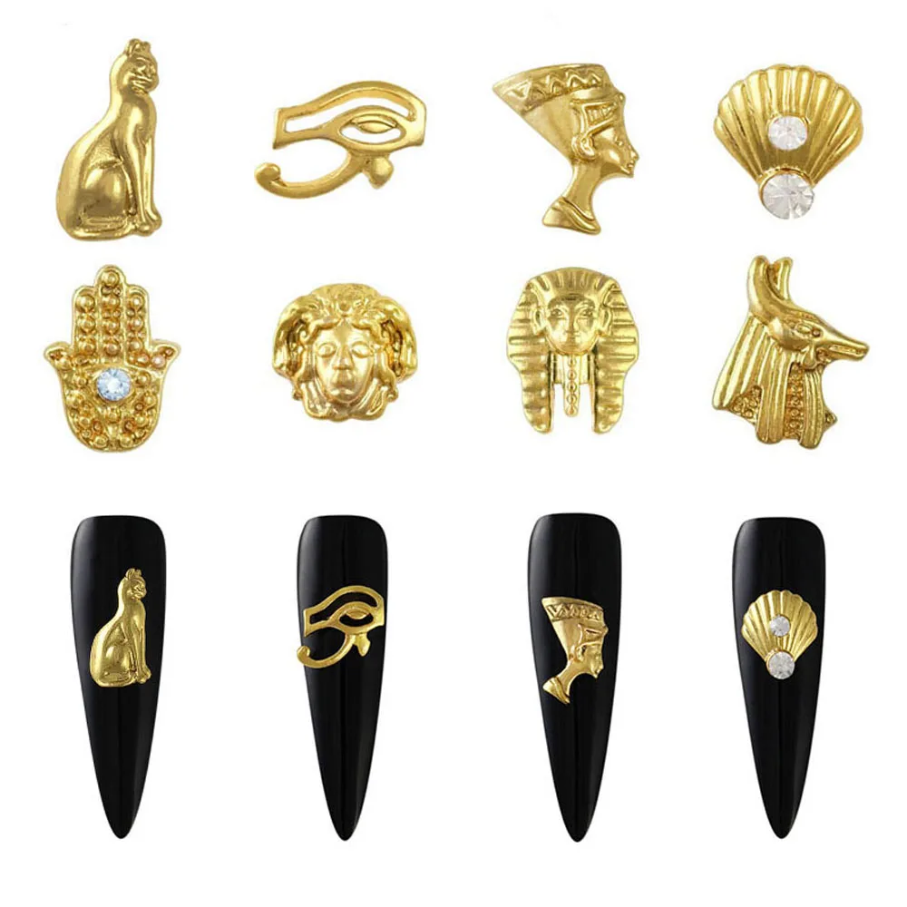 Подвески для ногтей 10 шт./лот в египетском стиле золотые Египетские фараоны