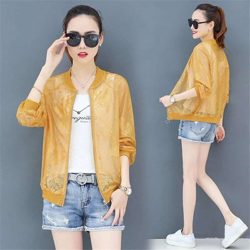 Куртка Солнцезащитная женская летняя свободная тонкая рубашка в сетку красный