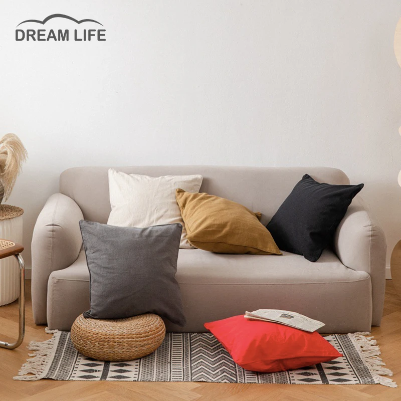 

Простые наволочки в скандинавском стиле для дивана 45x45 см, льняная хлопковая наволочка коричневого и серого цвета, декоративная наволочка д...