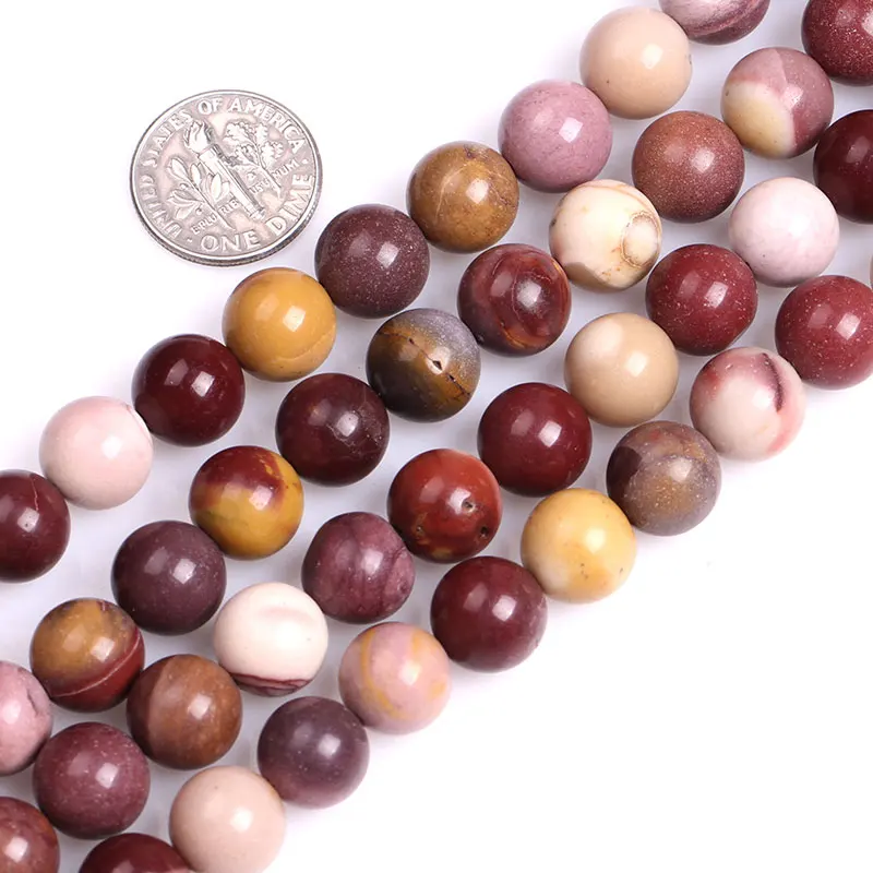 Круглые бусины Mookaite Jaspers из натурального камня, бусины для рукоделия, свободные бусины для изготовления браслетов для изготовления ювелирных изделий, нить 15 дюймов - Цвет: Mookaite Jasper