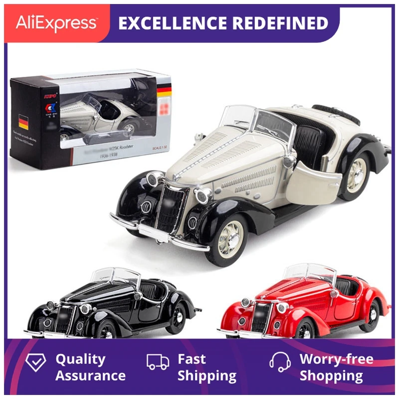 

1/32 Alloy Die Cast Convertible W25K 1936-1938 Classic Model Toy Car Simulation Sound Light Pull Back Collection Toys Vehicle