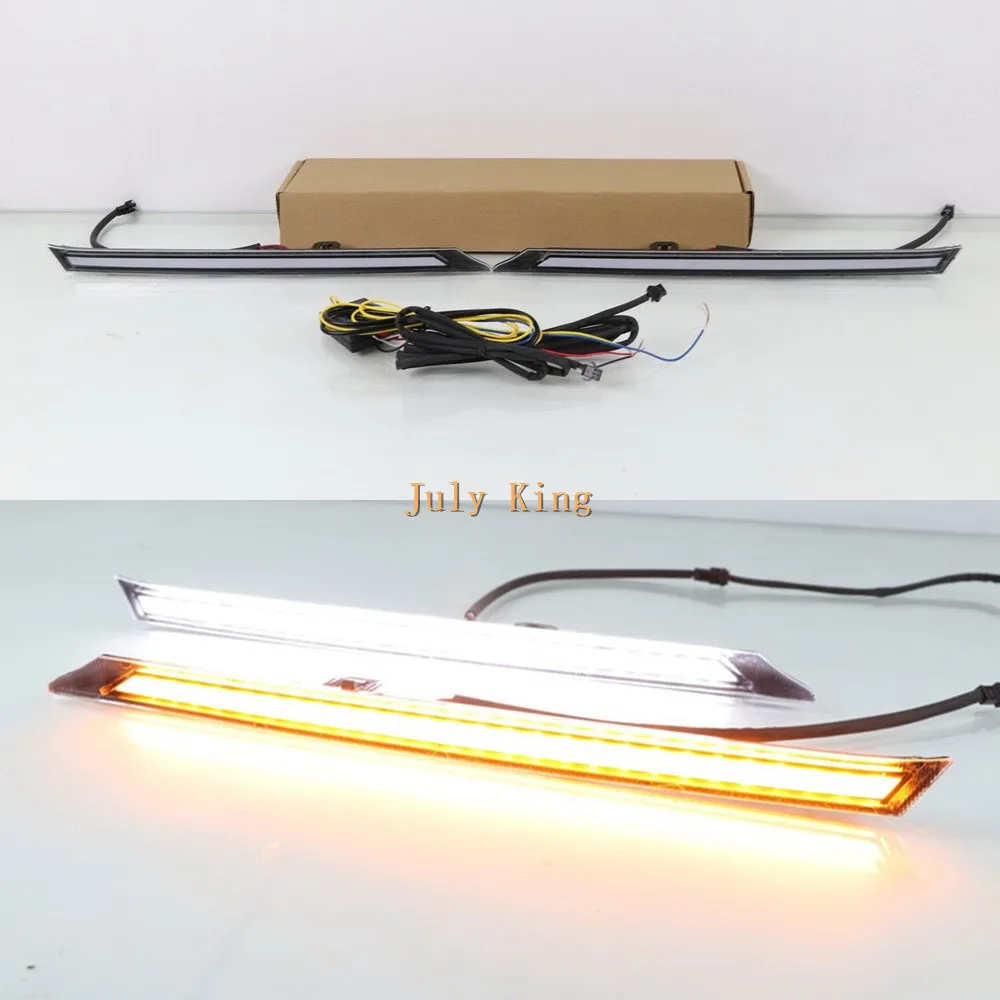 

Дневные ходовые огни July King, чехол для Toyota RAV4 2019 +, крышка двигателя DRL, белые светодиодсветодиодный дневные ходовые огни + желтые поворотники