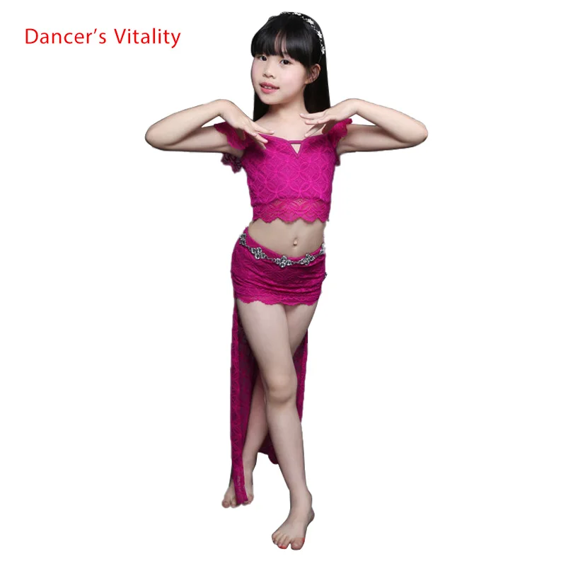 

Children dance clothes lace top+long skirt 2pcs kids belly dance suit for girls latin dance clothing