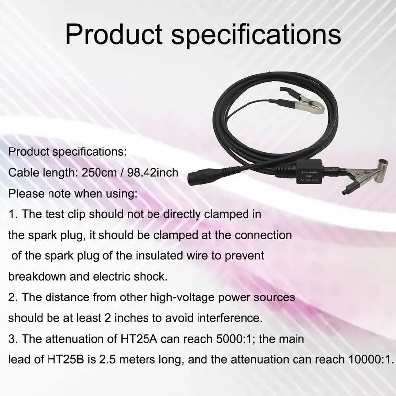 

Black HT25 Probe Oscilloscope Secondary Ignition Capacitive Auto 250cm Auto Length Probe Tools Repair Pickup R8Y2
