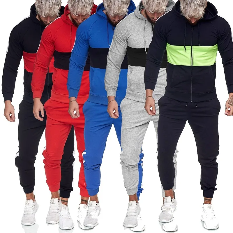 

QNPQYX Autumn Men's Sportswear Two Piece Set Mens Casual Hooded Sports Wear Men's Tracksuit Training Sweat Suit Men Track Suits