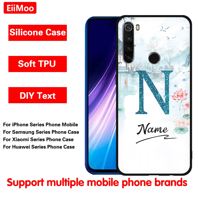 Чехол EiiMoo для Xiaomi Redmi Note 11 10S 11T 9S 8 7 6 5 5A 4 4X 9 K20 S2 Y2 Pro чехол сделай сам с именем цветов
