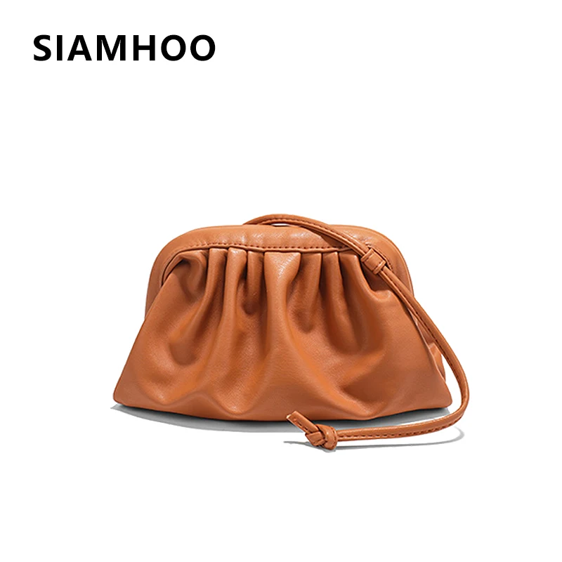 

SIAMHOO, маленькие женские плиссированные сумки через плечо, Повседневная модная дизайнерская женская сумка-хобо на ремешке, простая кожаная с...