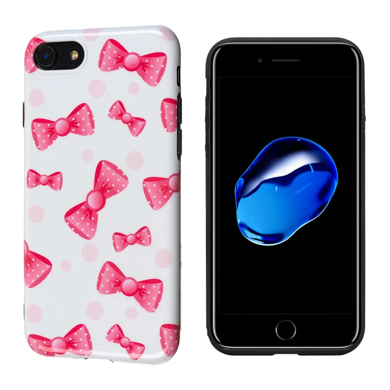 Роскошный глянцевый мягкий силиконовый чехол для телефона iPhone 7 6 6s 8 X XS Max XR Cover Coque Cute Pink Bow tie Candy Color Black Shell TPU on.