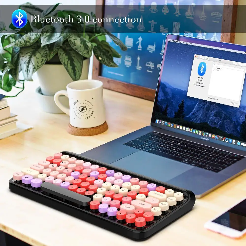 Цветная компьютерная клавиатура hobbylan KB203 Bluetooth 3 0 с 84 клавишами Поддержка IOS/Mac