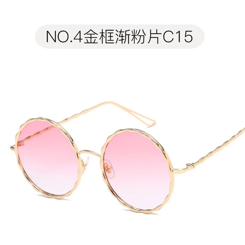 

New sunglasses spiral print metal sunglasses round sun frame color film sunglasses for ladies