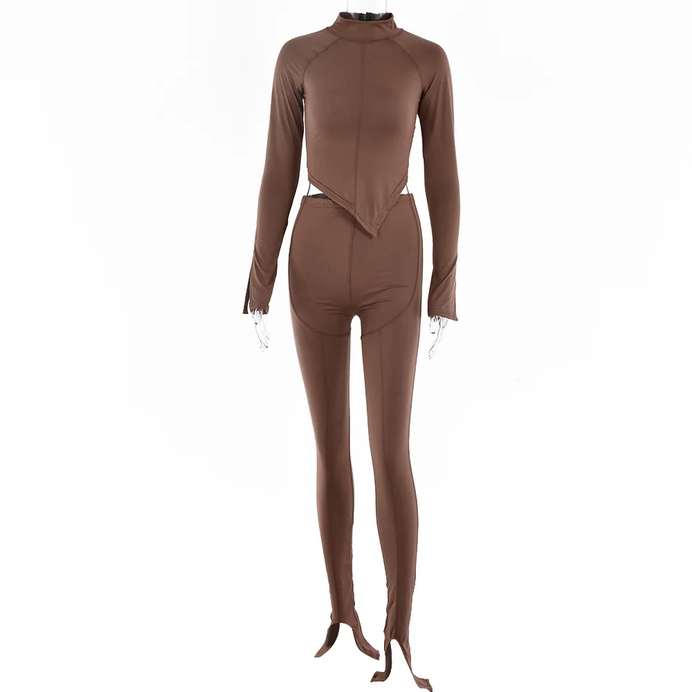 

2021 New Summer Spring Women Solid Pants Set Patchwork Sheath Leg Pants Criss Cross Trousers Long Female Causal Trouser Set