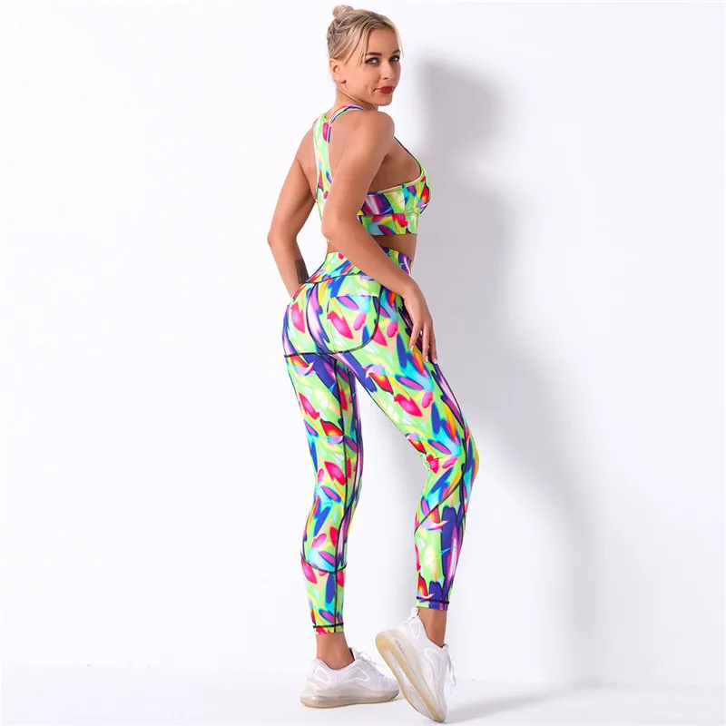 10 видов стилей комплекты для йоги с красочным принтом женская сексуальная одежда