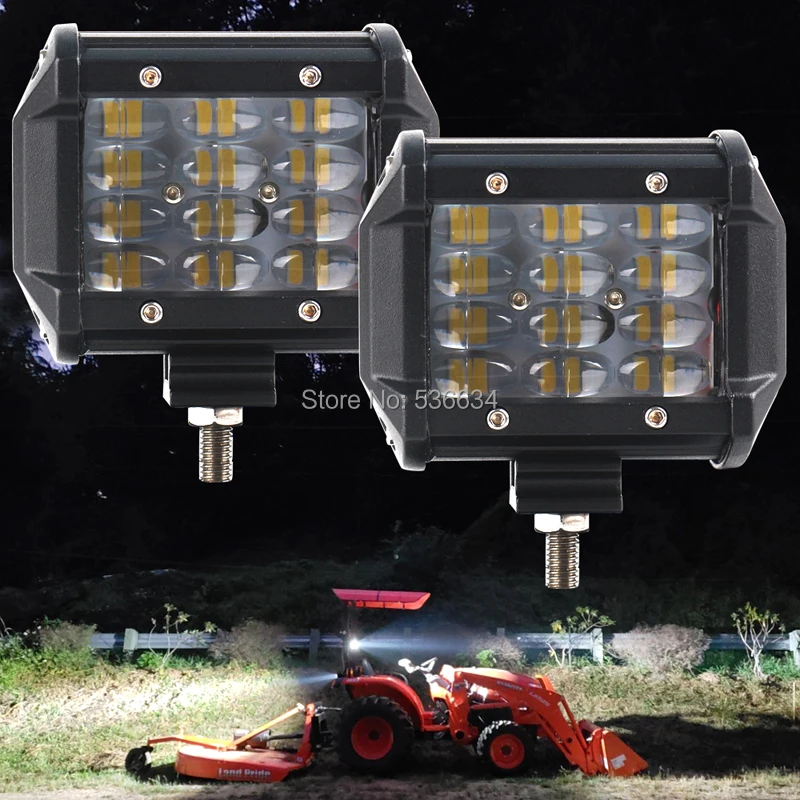 Пара 36 Вт четырехрядный светодиодный светильник для внедорожников ATV UTV 4x4 песочные рельсы для автомобилей, грузовиков, прицепов, пожарных двигателей, экскаваторов
