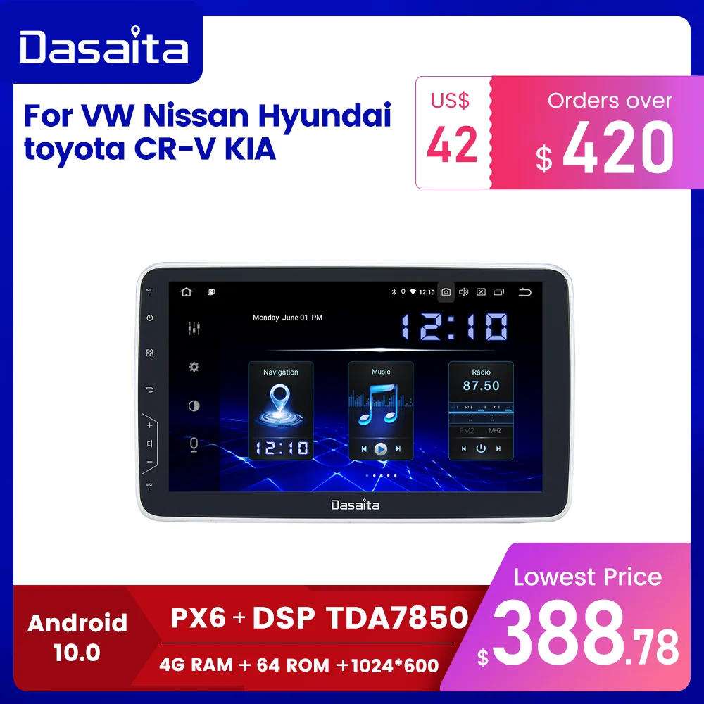Dasaita 1 Din Android 10 0 TDA7850 2 &quotIPS Универсальное автомобильное радио Nissan тойота авто