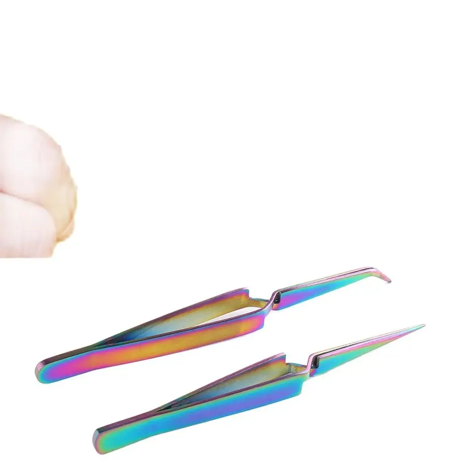 

Steel Cross Action Tweezers Curved Straight Sharp Nail Styling Clip Chameleon Eyelashes Grafting Fixed Pinch GLFBY1-2