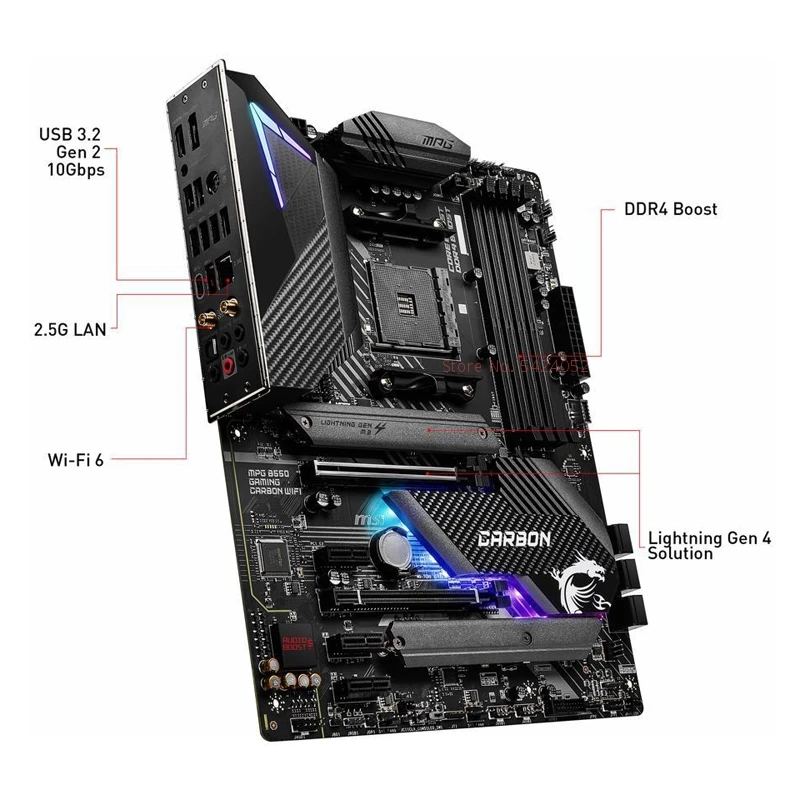 Новый MSI MPG B550 игровой углерода материнская плата с WIFI Поддержка для 3rd Gen AMD Ryzen s DDR4