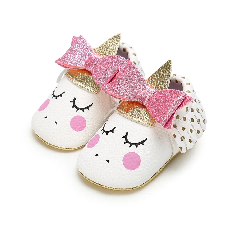 Детские противоскользящие мокасины для детской кроватки с бахромой и помпоном