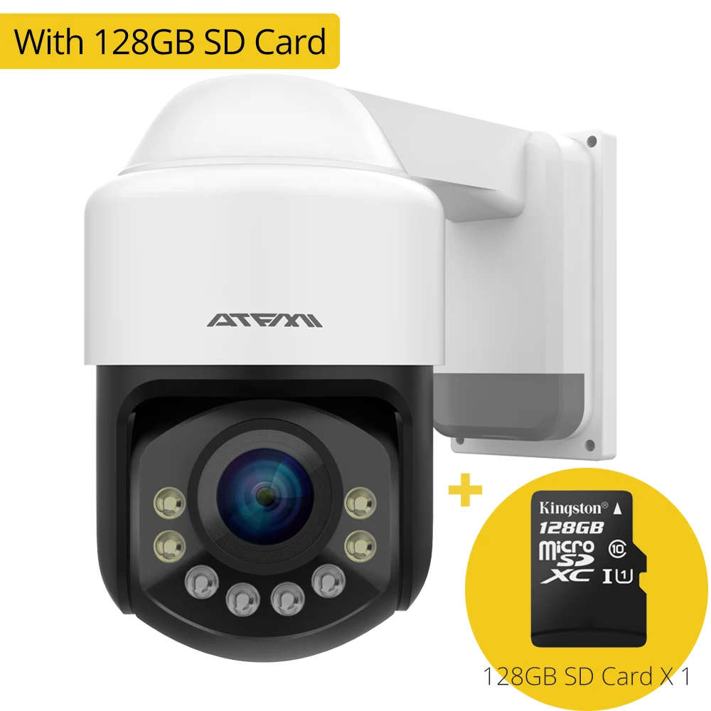 With 128GB SD Card Наружный Wifi роутер для Камера безопасности ip камера HD 4MP cctv Mini 3 дюймов PTZ Скорость купол Камера s Беспроводной 5X зум двухстороннее аудио Onvif iCsee - Цвет: With 128GB SD Card