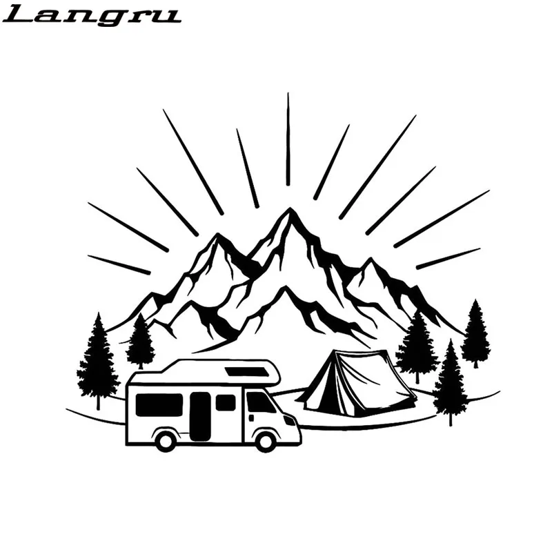 

Langru 18,3 см * 14,8 см палатка для кемпинга путешествия горы пейзаж автостайлинг наклейки виниловые наклейки Jdm