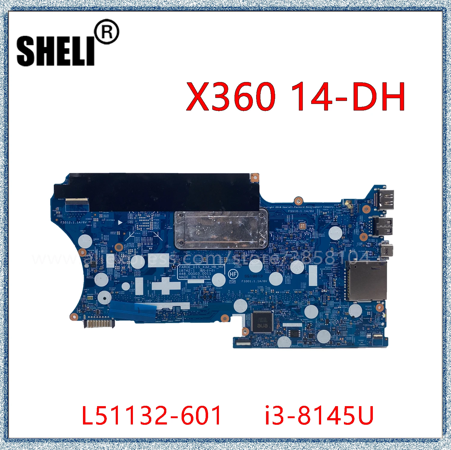 Материнская плата SHELI для ноутбука HP Pavilion X360 14M-DH 14-DH с I3-8145U 448.0GG02.0011 DDR4 L51132-601 |