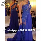 2021 Вечерние платья на одно плечо, длинное шифоновое платье до пола с аппликацией из бисера, вечернее платье для женщин