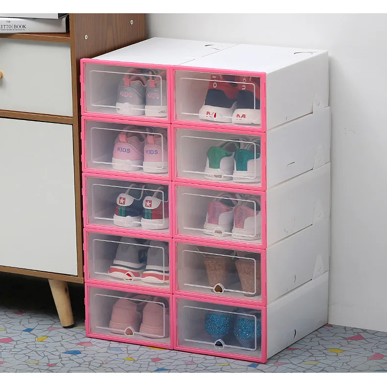 

Модная складная пластиковая коробка для хранения обуви, 6 шт., утолщенная Пылезащитная коробка для хранения обуви, комбинированный шкаф для ...