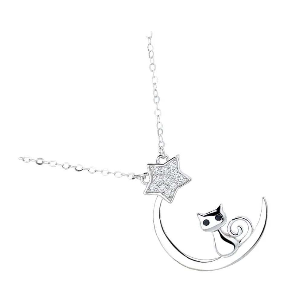 

Lovely Kitty Necklace Clavicle Choker Silver Neck Jewelry Animal Neck Pendant