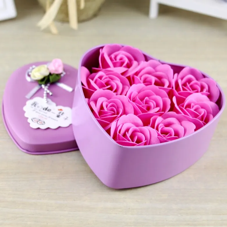 9 шт сердце Ароматическая ванна тело лепесток роза цветок мыло свадебное